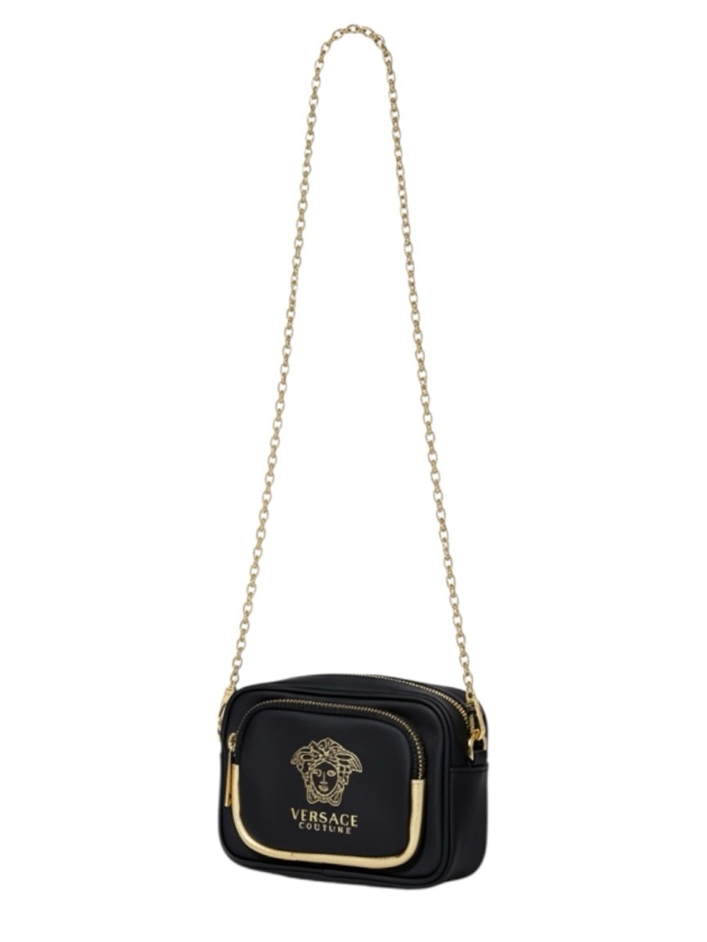 Versace Parfums Black With Gold Chain Crossbody Bag